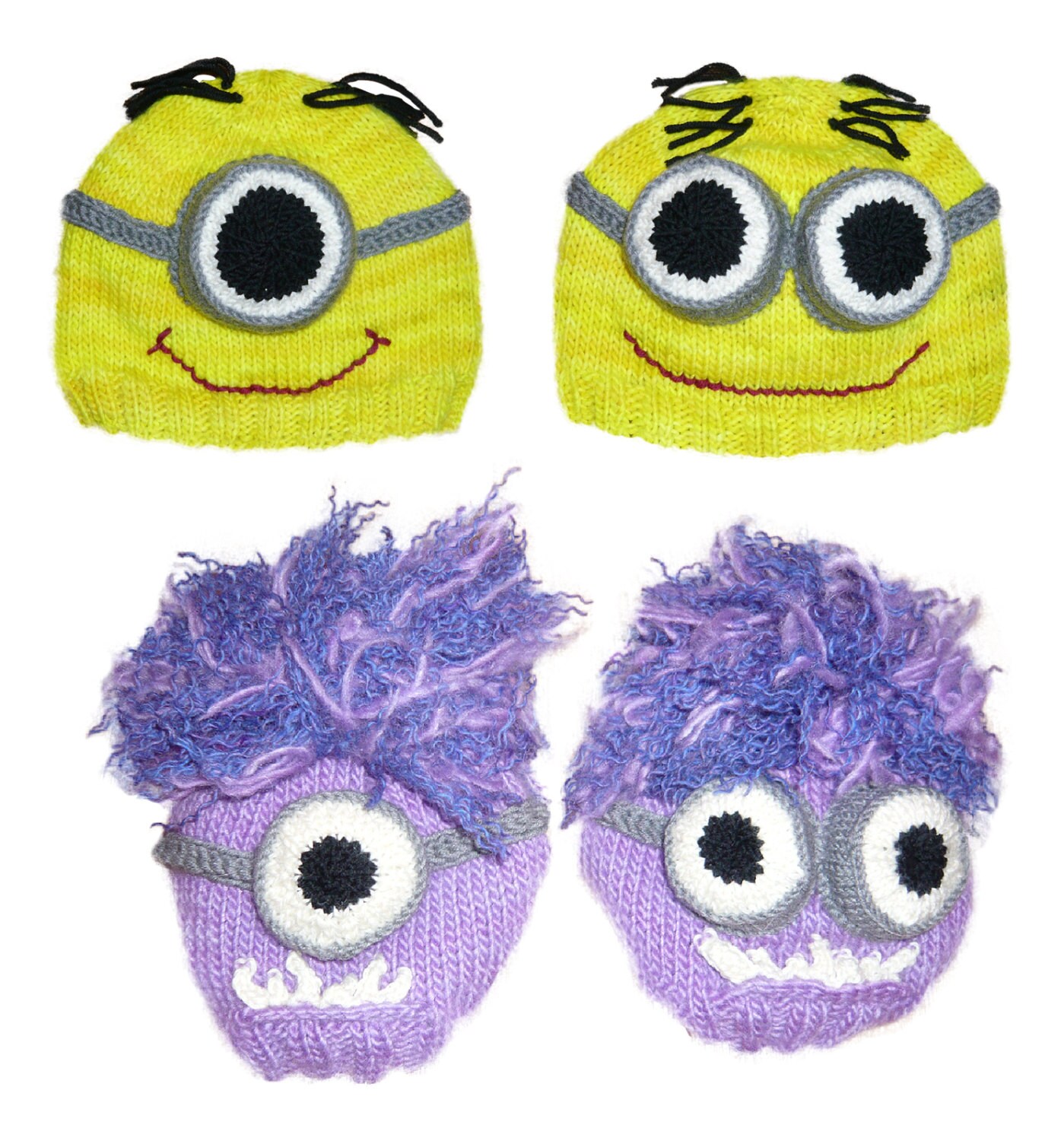 Despicable Me Minion Hat Knitting Pattern pdf yellow, purple, one or