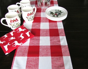RED TABLE RUNNER 12 x 48 Plaid Buffalo Check Red Table Runners Christmas Decorative Wedding Holidays Table Runner Home decor 48 60 72 84 96