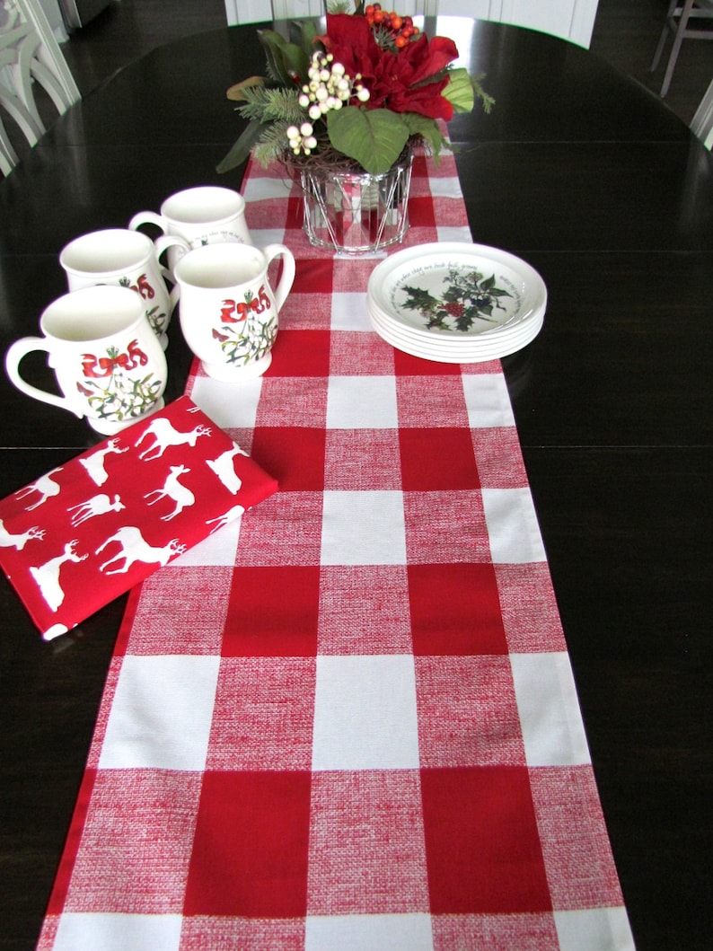 RED TABLE RUNNER 12 X 48 Plaid Buffalo Check Red Table Runners Etsy
