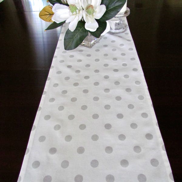 SILVER METALLIC TABLE Runner Metallic Silver Table Runners Silver Polka Dots Table Runner Gold Table Runner 12 x 60 13 x 72 13 x 84 14 x 96