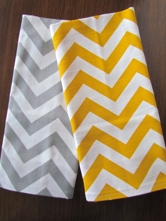 Gray Yellow Tea Towels Set Of 2 Chevron Towel Hand Kitchen Wedding Gifts Shower Decorative Grey Housewares