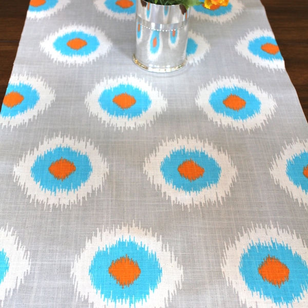 Sale*** GRAY BLUE TABLE Runner Orange Table Runners silver Wedding Showers Decorative Aqua Blue Grey Holiday Polka 48 60 72 84 96