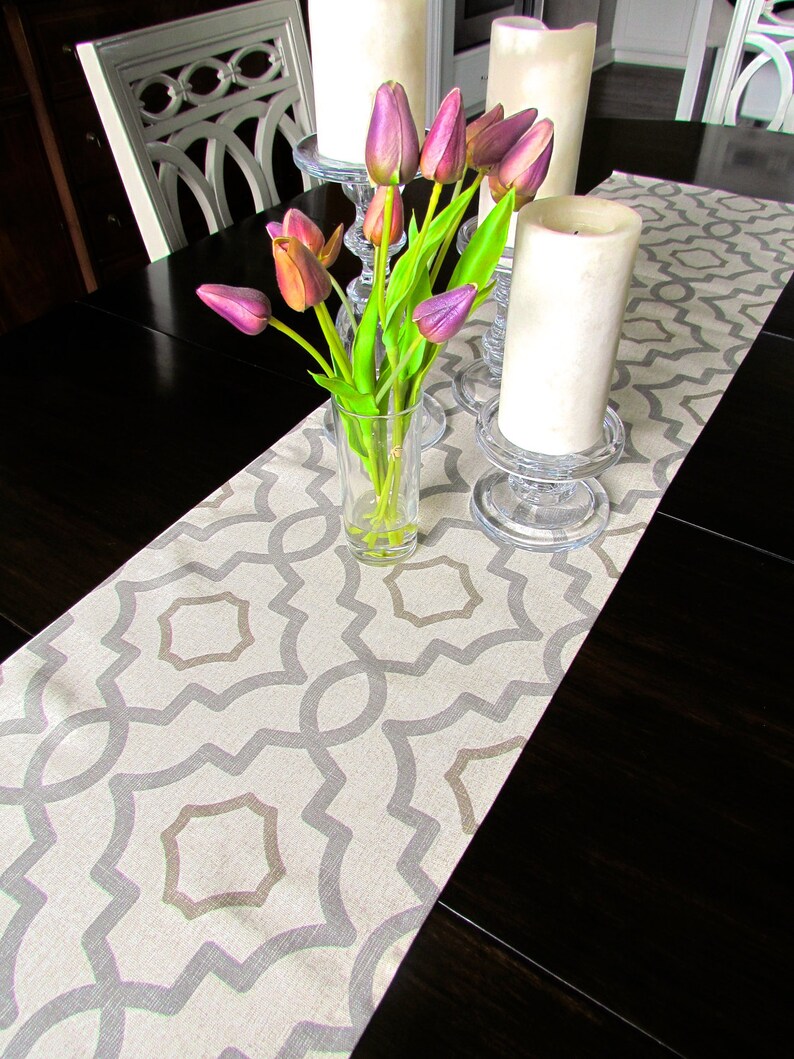 TABLE RUNNER 12 X 48 Gray Tan Modern Table Runners Wedding Etsy