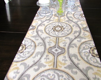TABLE RUNNER 12 x 48 Gray Tan Modern Magnolia Table Runners Wedding Showers Decorative Gray TanTable Runner 48 60 72 84 96