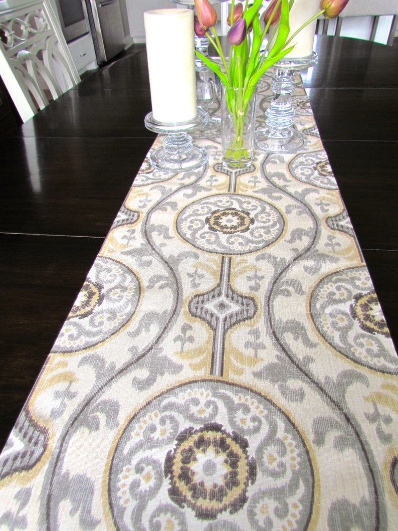 TABLE RUNNER 12 X 48 Gray Tan Modern Magnolia Table Runners Etsy