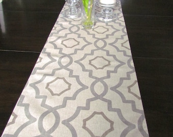TABLE RUNNER 12 x 48 Gray Tan Modern Table Runners Wedding Showers Decorative Gray TanTable Runner 48 60 72 84 96