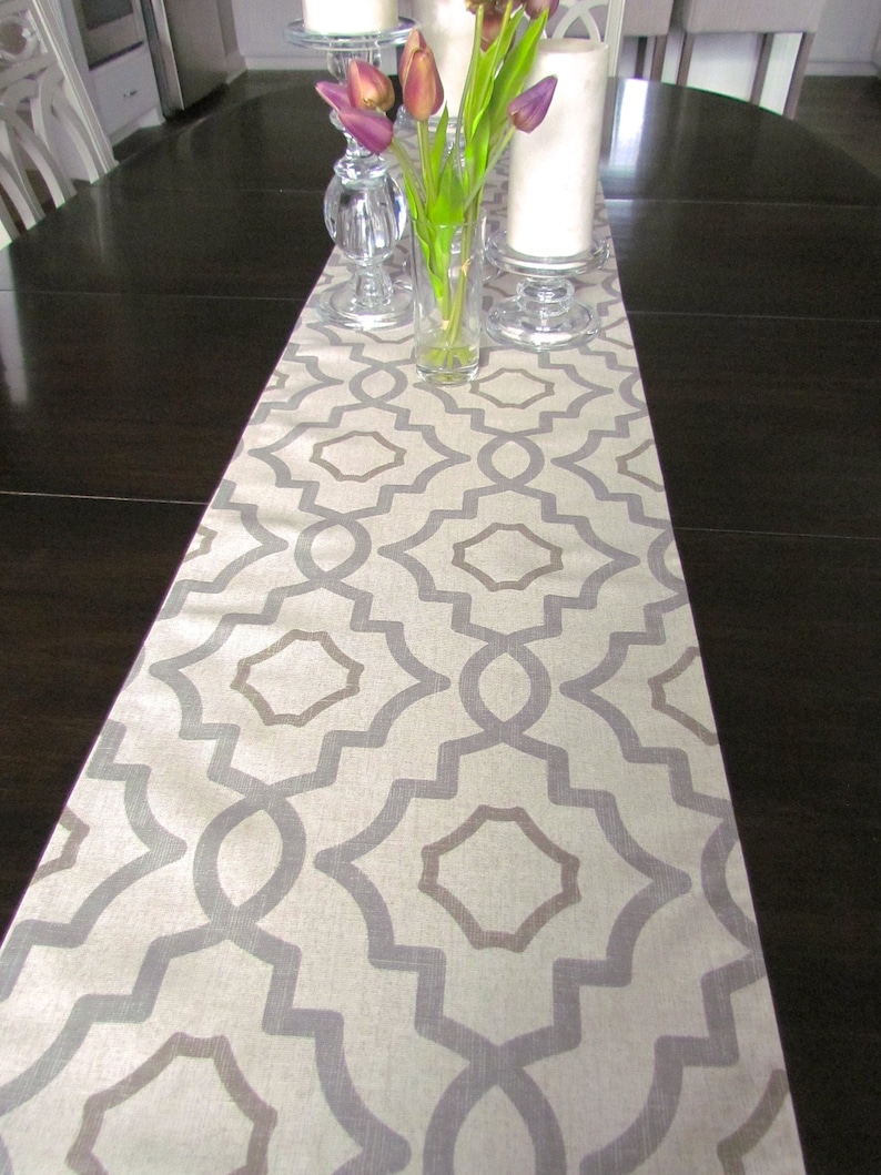 TABLE RUNNER 12 X 48 Gray Tan Modern Table Runners Wedding Etsy