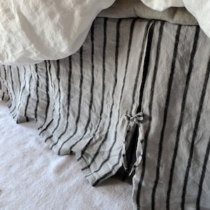 Black and white striped bed skirt king hot sale