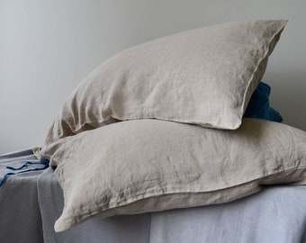Natural stonewashed linen pillowcase. Undyed medium weight linen. All sizes