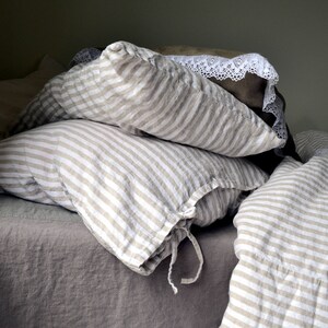 Rustic Pinstripe Heavyweight Natural Linen Pillow Case. Rustic ...