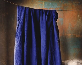 Fitted linen sheet in Dark Indigo Blue colour. Natural linen bedding. King size sheet. Queen size sheet.