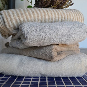 Unique natural terry linen bath towel/ Linen Spa Towel/ Bath Sheet. Heavy natural linen