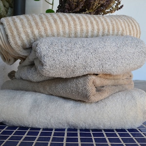 Unique natural terry linen bath towel/ Linen Spa Towel/ Bath Sheet. Heavy natural linen