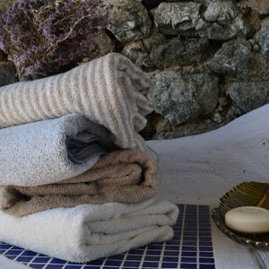 Unique natural terry linen bath towel/ Linen Spa Towel/ Bath Sheet. Heavy natural linen image 4