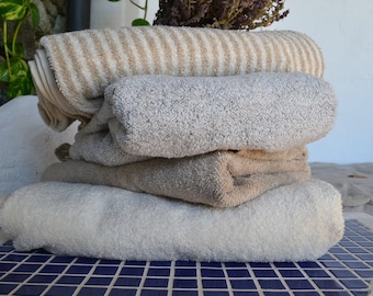 Unique natural terry linen bath towel/ Linen Spa Towel/ Bath Sheet. Heavy natural linen