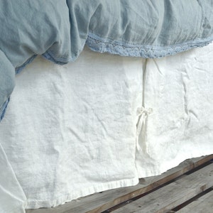 Heavy Linen Box Pleated Bedskirt in Ivory. Heavyweight, rustic/ valance/ dust ruffle. Stonewashed bedding by House of Baltic Linen image 3