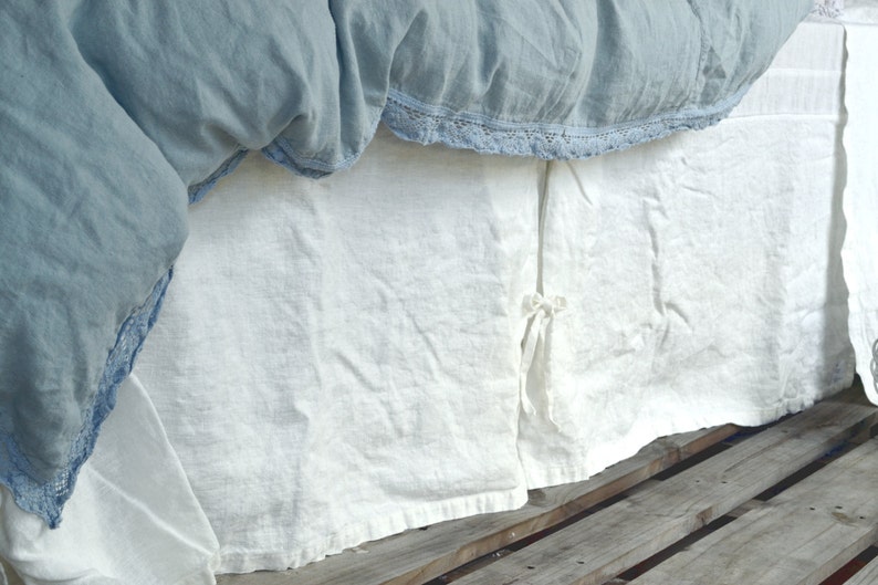 Heavy Linen Box Pleated Bedskirt in Ivory. Heavyweight, rustic/ valance/ dust ruffle. Stonewashed bedding by House of Baltic Linen image 3