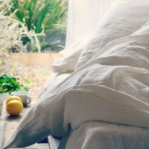 Antique white stonewashed linen quilt/duvet cover. Pure linen bedding. All sizes image 3