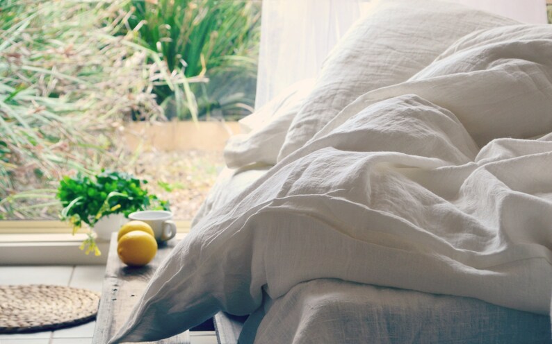 Antique white stonewashed linen quilt/duvet cover. Pure linen bedding. All sizes image 3