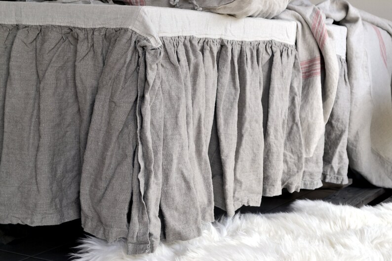 Natural Heavy Weight Rustic Ruffled Linen Bedskirt / Valance / Etsy