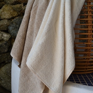 Unique natural terry linen bath towel/ Linen Spa Towel/ Bath Sheet. Heavy natural linen image 9