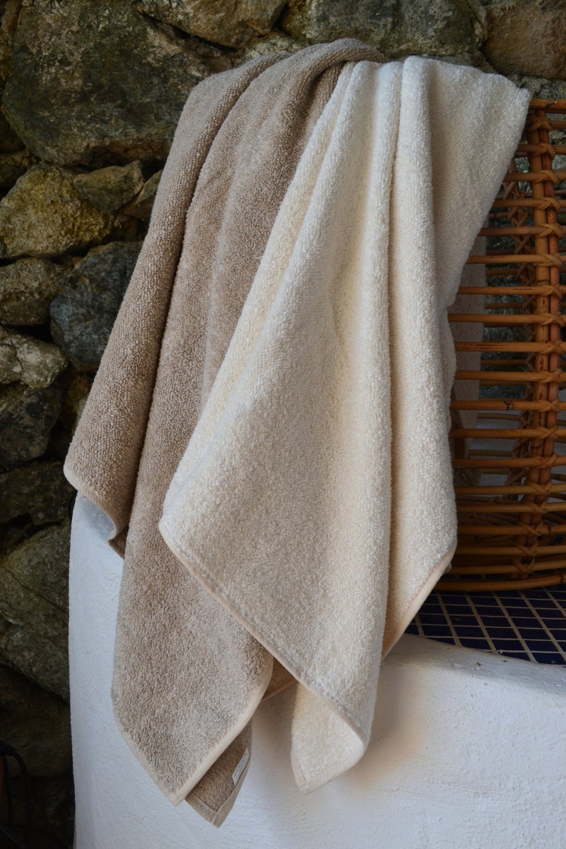 Unique natural terry linen bath towel/ Linen Spa Towel/ Bath Sheet. Heavy natural linen image 9