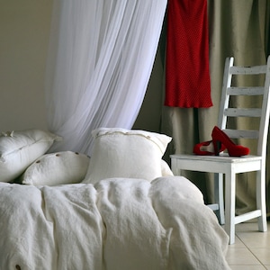 Heavy Linen Duvet Cover in Ivory. Heavyweight, rustic, stonewashed & handmade bedding. Custom sizes available.