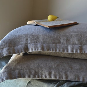 Linen Pillow Sham in its Natural Colour. Rustic Inspired, Heavyweight Bedding. Standard, King and Euro Sizes image 1