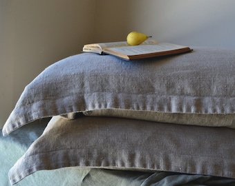 Linen Pillow Sham in its Natural Colour. Rustic Inspired, Heavyweight Bedding. Standard, King and Euro Sizes