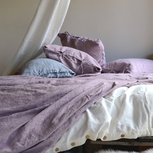 Faded Lilac Rustic Heavyweight Linen Pillowcase Standard, King or Euro size image 4