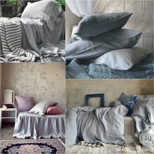 Light grey stonewashed luxurious linen duvet cover/quilt cover/ doona cover by House of Baltic Linen image 5