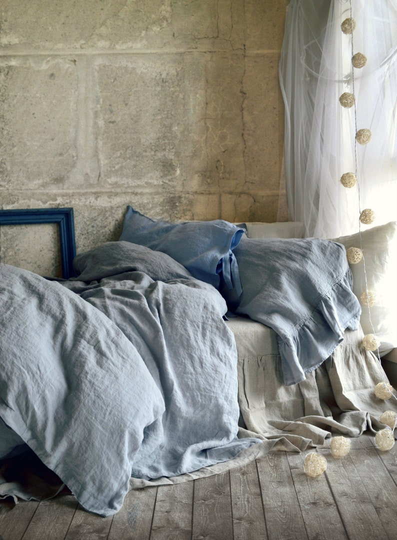 Light grey stonewashed luxurious linen duvet cover/quilt cover/ doona cover by House of Baltic Linen image 2