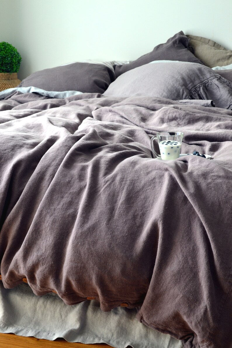 Heavy Linen Duvet Cover in Blueberry Milk. Heavyweight / Doona Etsy
