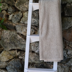 Unique natural terry linen bath towel/ Linen Spa Towel/ Bath Sheet. Heavy natural linen Sand beige