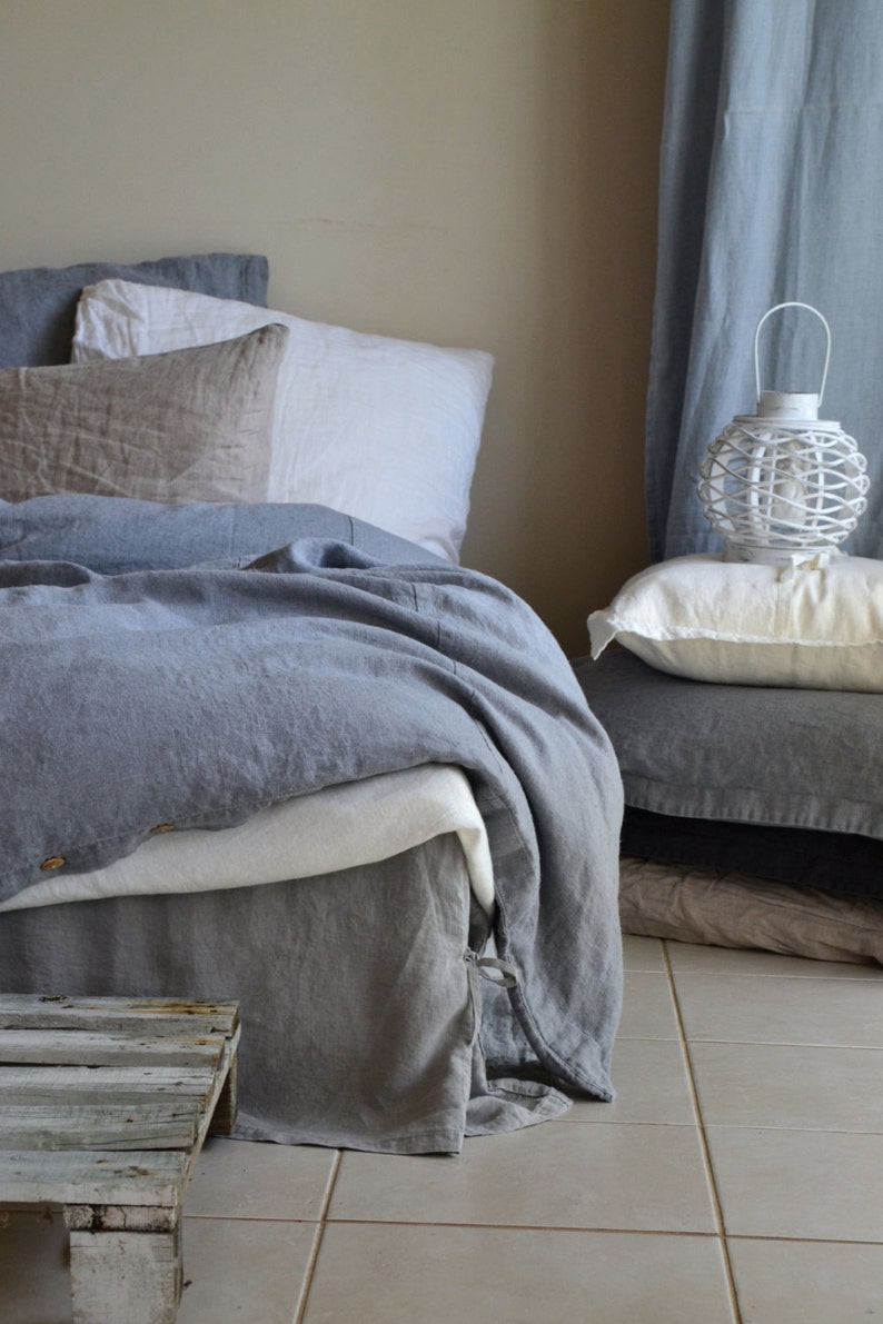 Pure linen duvet cover. Dove Grey Stonewashed Heavy Weight Etsy