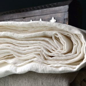 White linen sheet Antique white or Pure white stonewashed natural linen, White linen bedding image 1