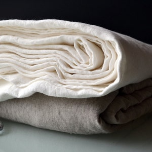 White linen sheet Antique white or Pure white stonewashed natural linen, White linen bedding image 2