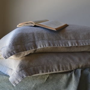 Linen Pillow Sham in its Natural Colour. Rustic Inspired, Heavyweight Bedding. Standard, King and Euro Sizes image 4