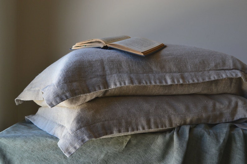 Linen Pillow Sham in its Natural Colour. Rustic Inspired, Heavyweight Bedding. Standard, King and Euro Sizes image 4