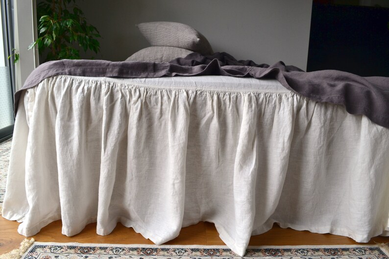 Ivory Heavyweight Rustic Linen Ruffled Bedskirt / Bed Valance Etsy