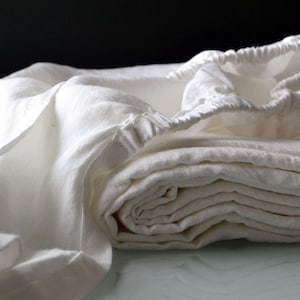 White linen fitted sheet; Antique White or Pure Bright White natural linen sheet