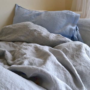 Light grey stonewashed luxurious linen duvet cover/quilt cover/ doona cover by House of Baltic Linen image 3