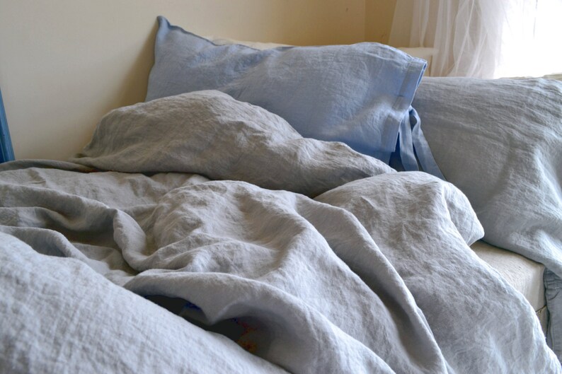 Light grey stonewashed luxurious linen duvet cover/quilt cover/ doona cover by House of Baltic Linen image 3