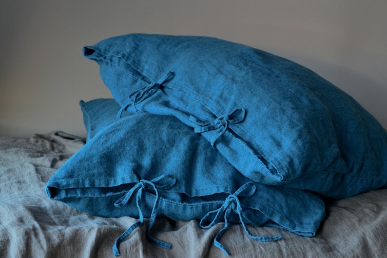 Dark Teal Rustic Rough Heavy Weight Linen Pillow Cases Set Of Etsy