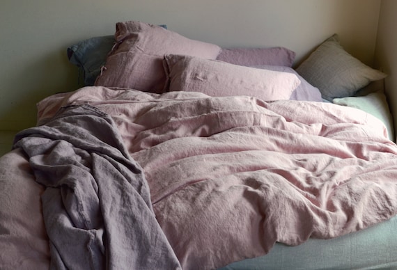 Rose Quartz Rustic Heavyweight Linen Duvet Cover Quilt Cover Doona Cover Etsy Canada
