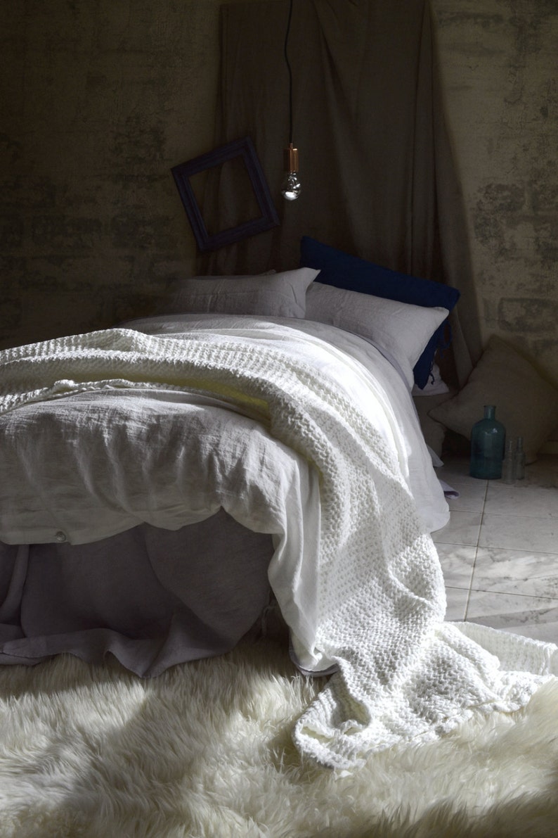 Antique white stonewashed linen quilt/duvet cover. Pure linen bedding. All sizes image 1