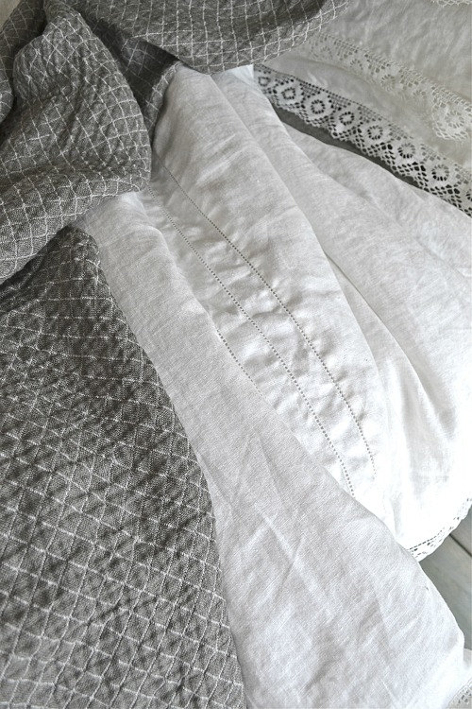 Antique White Laced Linen Duvet/quilt/doona Cover Provincial | Etsy