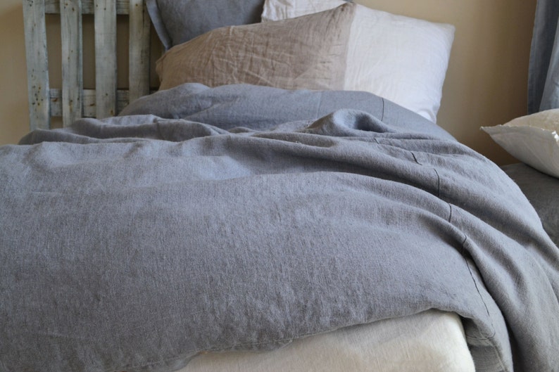 Pure linen duvet cover. Dove Grey Stonewashed Heavy Weight Etsy