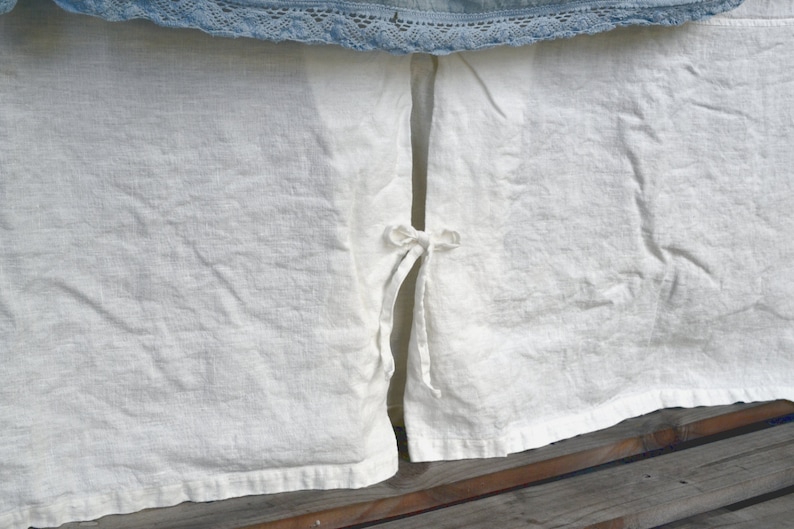 Heavy Linen Box Pleated Bedskirt in Ivory. Heavyweight, rustic/ valance/ dust ruffle. Stonewashed bedding by House of Baltic Linen image 5