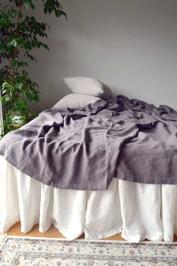 Blueberry Milk Heavyweight Rustic Linen Bed Cover Summer Blanket